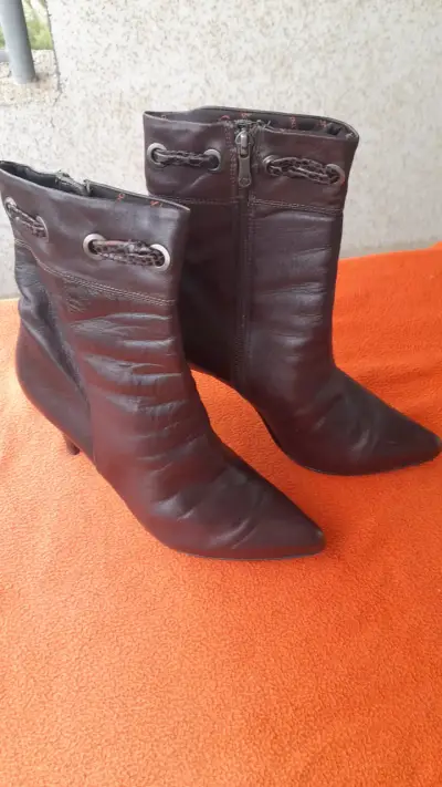 Botines de cuero marrón - miniatura 3