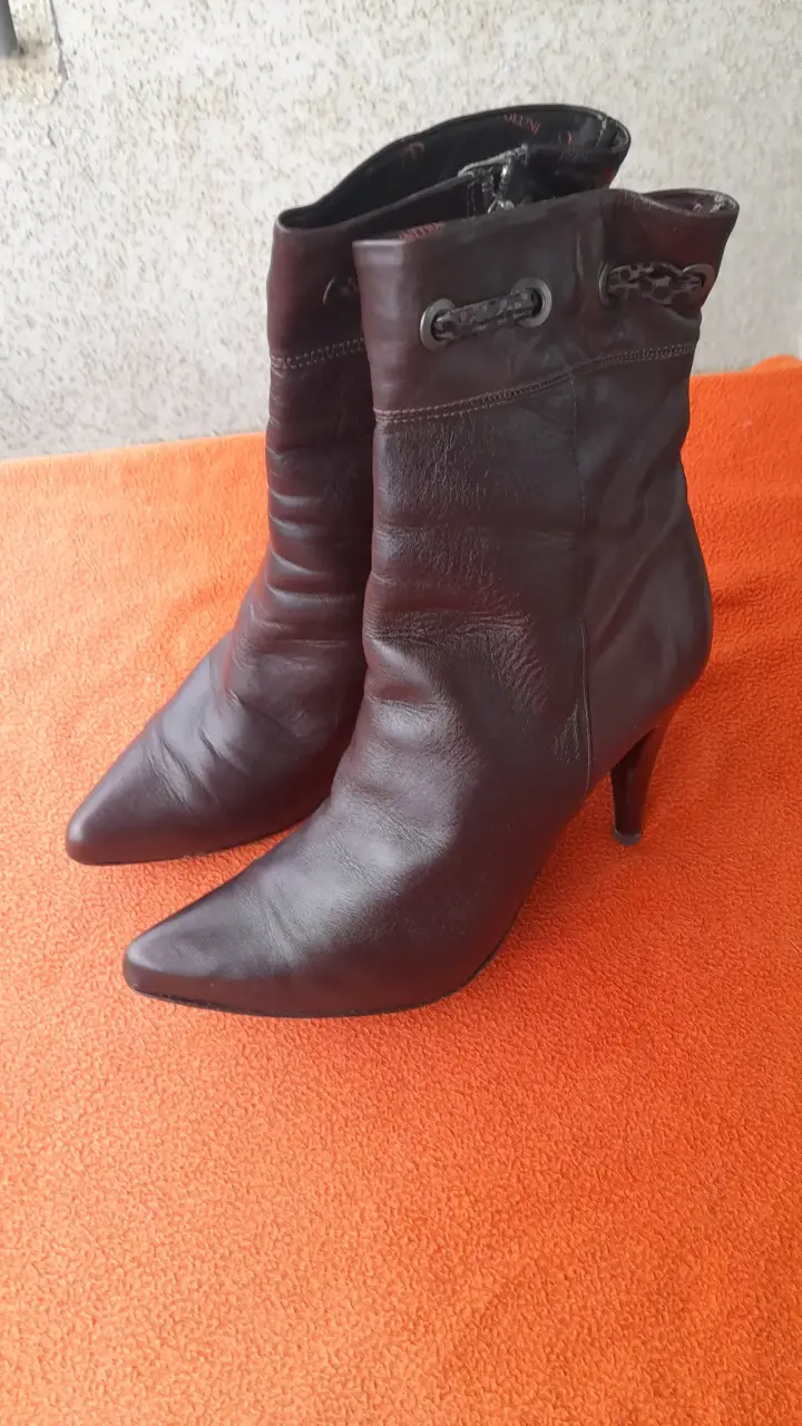 Botines de cuero marrón - 5