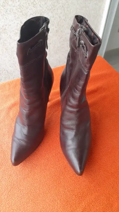 Botines de cuero marrón - miniatura 6