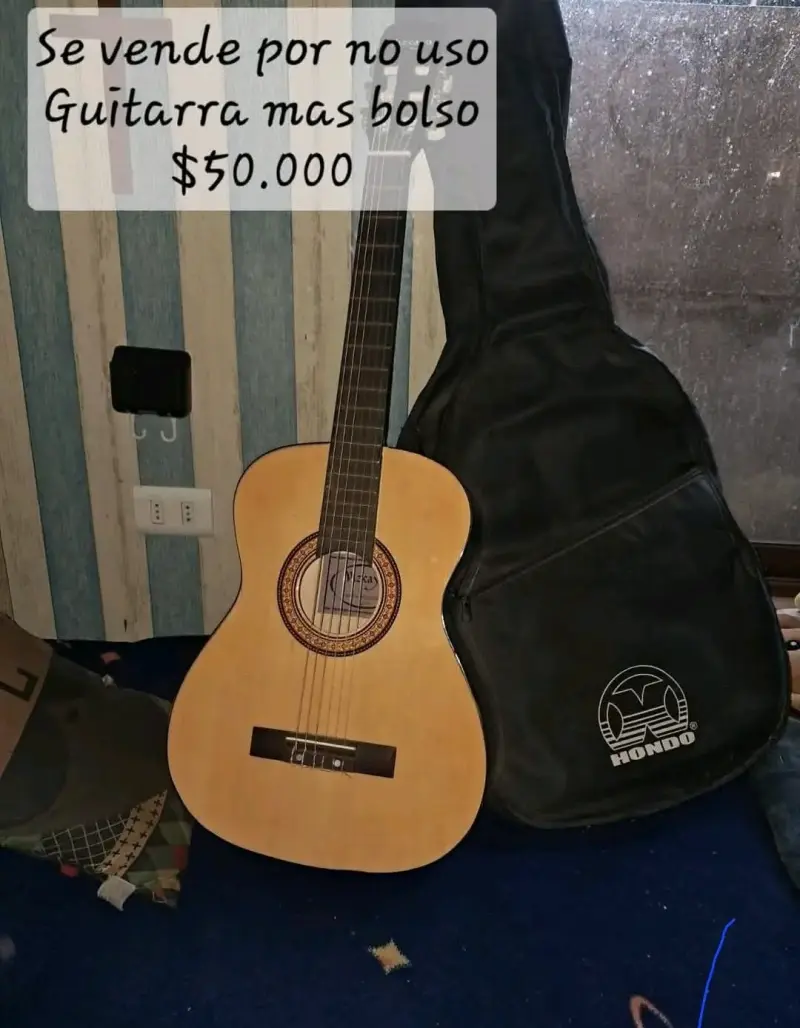 Guitarra acústica con bolso