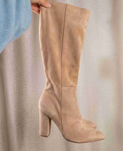 Botas altas de gamuza beige - miniatura 1