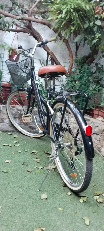 Bicicleta urbana negra con canasto - miniatura 1