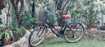Bicicleta urbana negra con canasto - miniatura 6