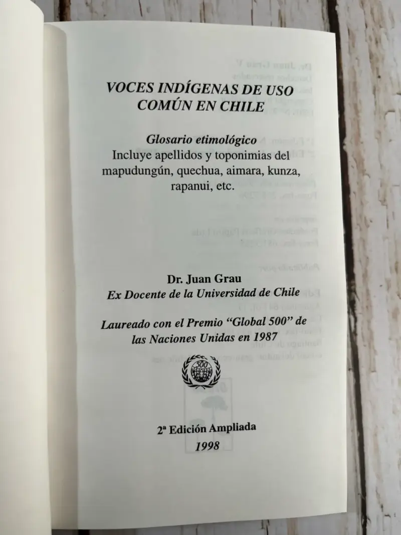 Libro Voces Indígenas Chile de uso común en Chile - 4