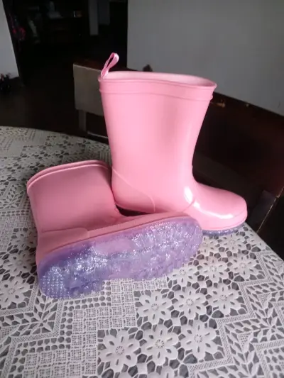 Botas de goma rosas para lluvia, talla 26 - miniatura 1