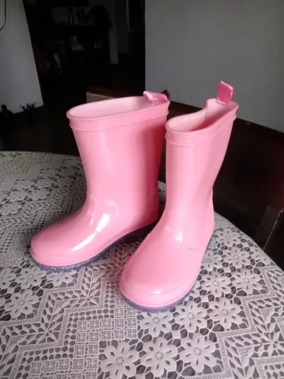 Botas de goma rosas para lluvia, talla 26 - miniatura 2