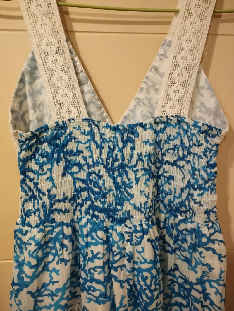 Vestido azul con encaje - 3