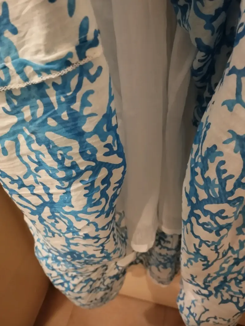 Vestido azul con encaje - 4