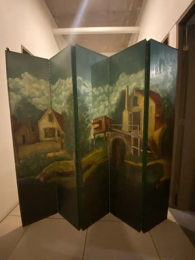Biombo con paisaje pintado a mano - 3