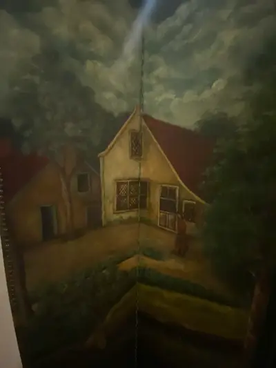 Biombo con paisaje pintado a mano - miniatura 4