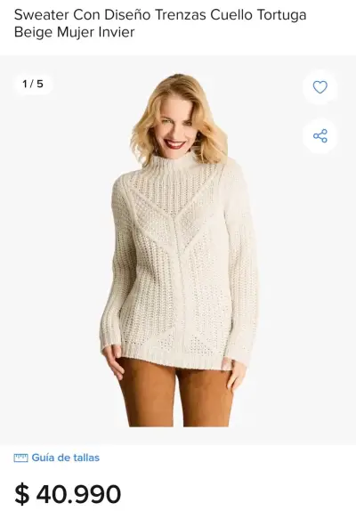 Sweater beige cuello tortuga - miniatura 1