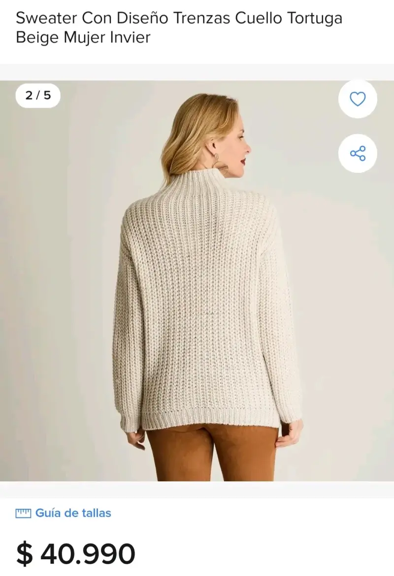 Sweater beige cuello tortuga - 2