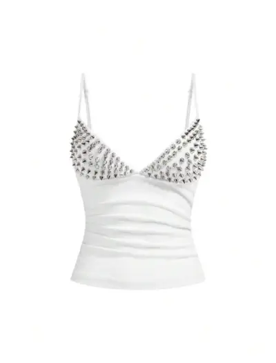 Top blanco con tachas metálicas - miniatura 1