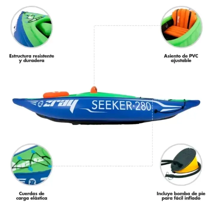 Kayak inflable azul y verde - 4