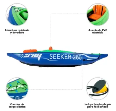 Kayak inflable azul y verde - miniatura 4