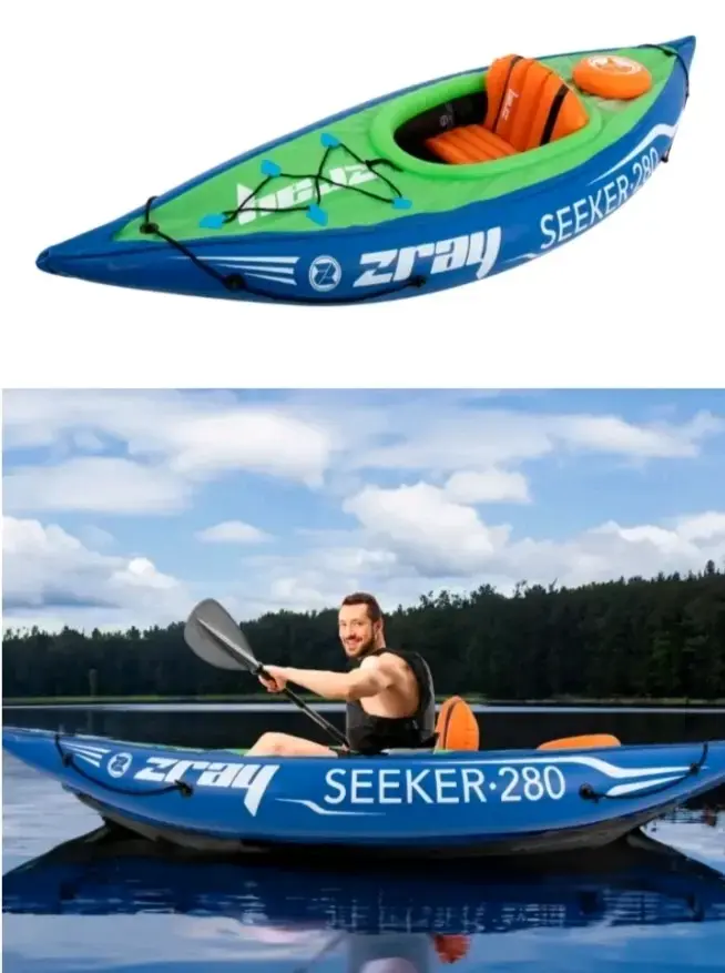 Kayak inflable azul y verde - 5