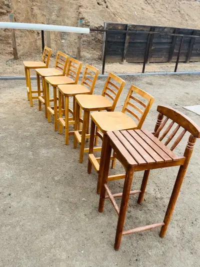 Set de sillas de bar madera - miniatura 1
