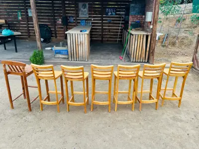 Set de sillas de bar madera - miniatura 3