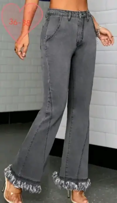 Jeans grises con flecos - miniatura 1