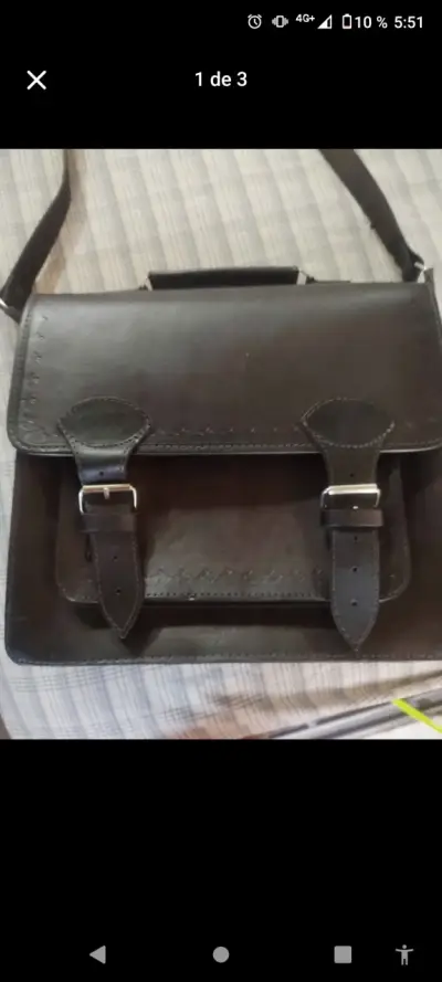Cartera de cuero café oscuro - miniatura 3