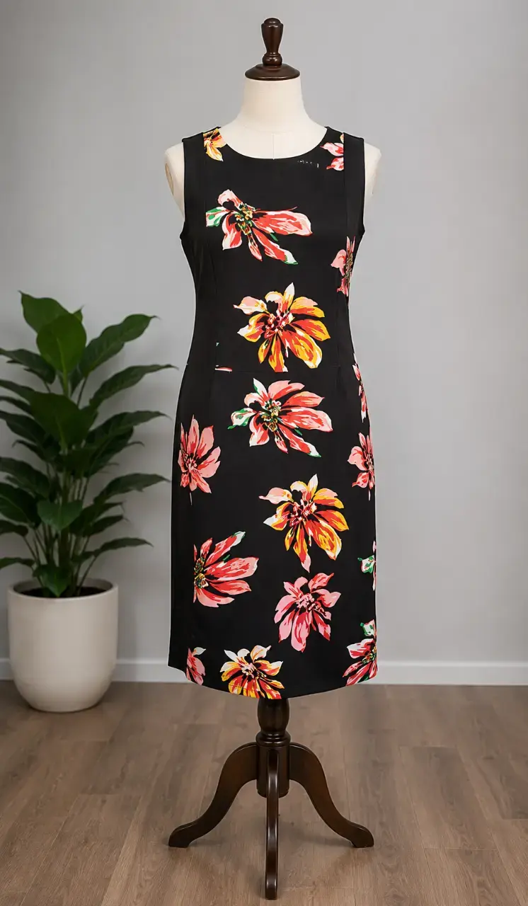 Vestido negro con flores