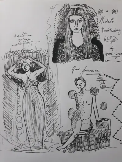 Serie de dibujos femeninos enmarcados. - miniatura 1