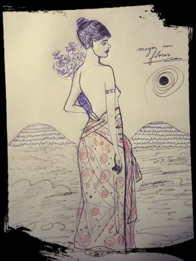 Serie de dibujos femeninos enmarcados. - miniatura 2