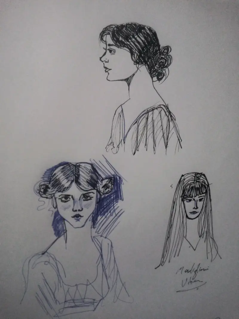 Serie de dibujos femeninos enmarcados. - 3