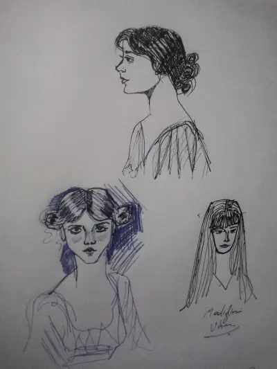 Serie de dibujos femeninos enmarcados. - miniatura 3