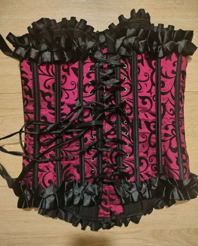 Corset negro y fucsia con diseño - 2
