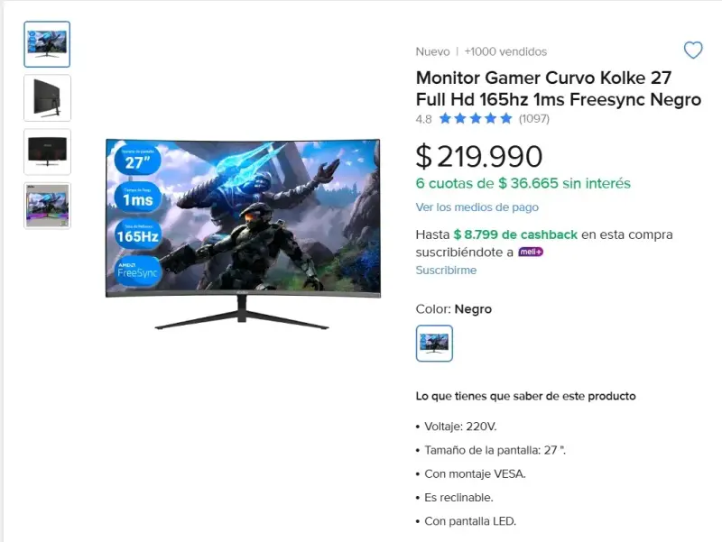 Monitor curvo Kogan 27 pulgadas - 4