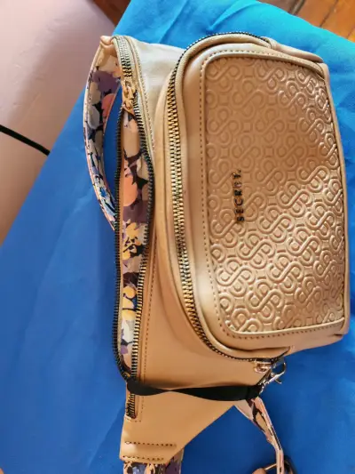 Riñonera beige con patrón floral - miniatura 1