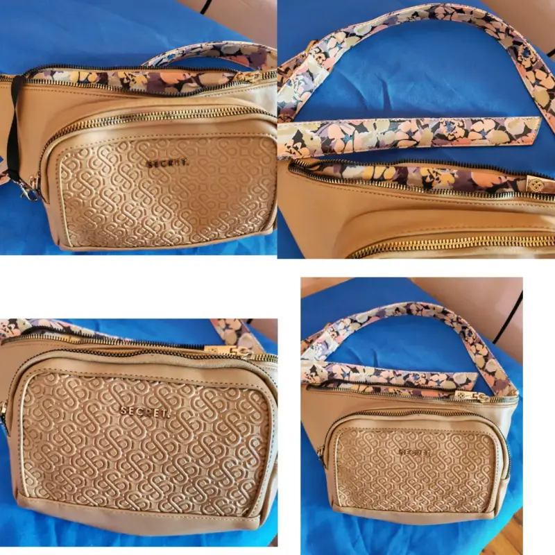 Riñonera beige con patrón floral - 5