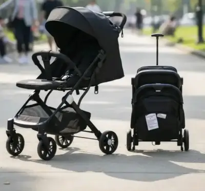 Coche de bebé plegable negro NUEVO - miniatura 1