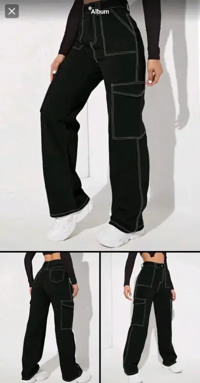 Pantalones cargo negros mujer - miniatura 1
