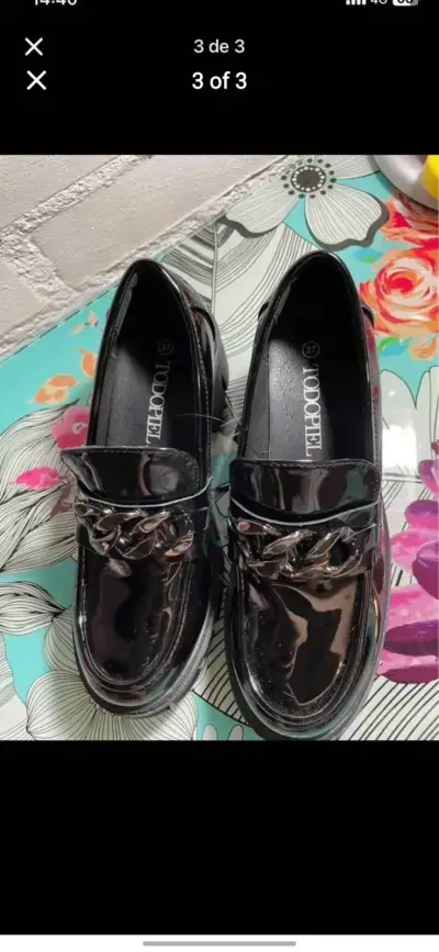 Zapatos negros Todopiel con cadenas - miniatura 1