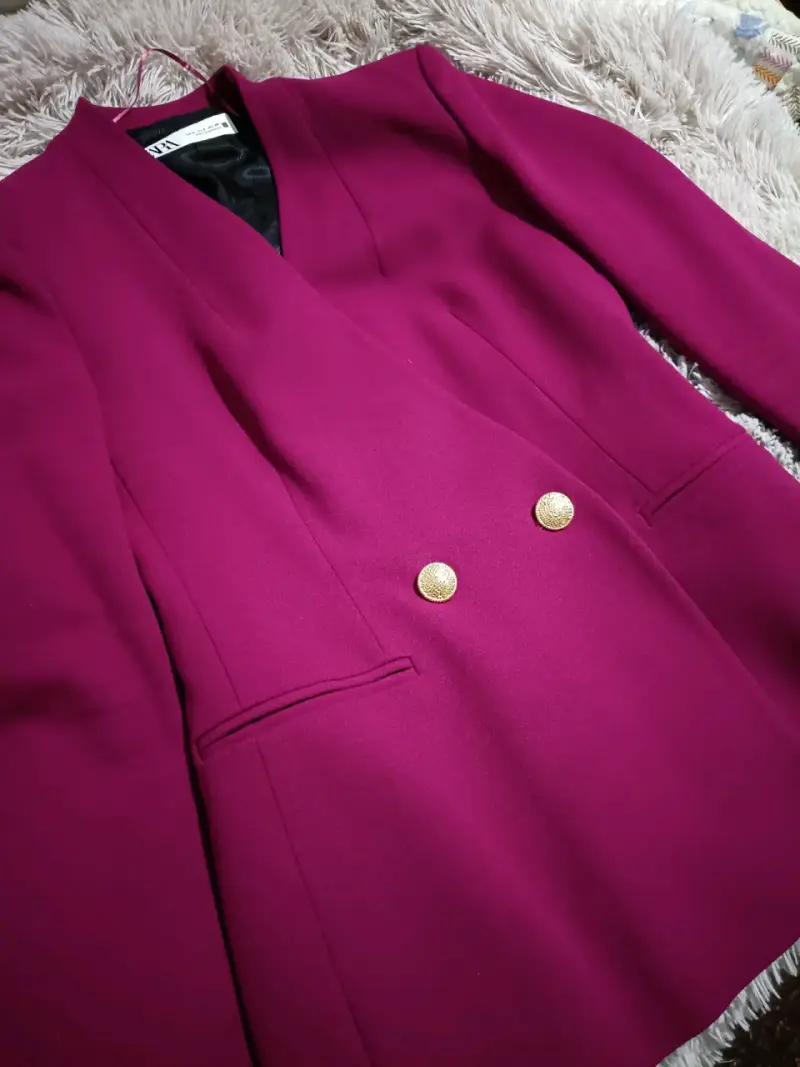 Blazer morado ZARA talla S - 3