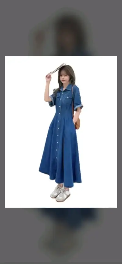 Vestido denim largo azul - miniatura 1