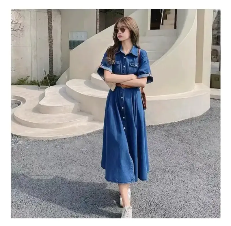 Vestido denim largo azul - 2
