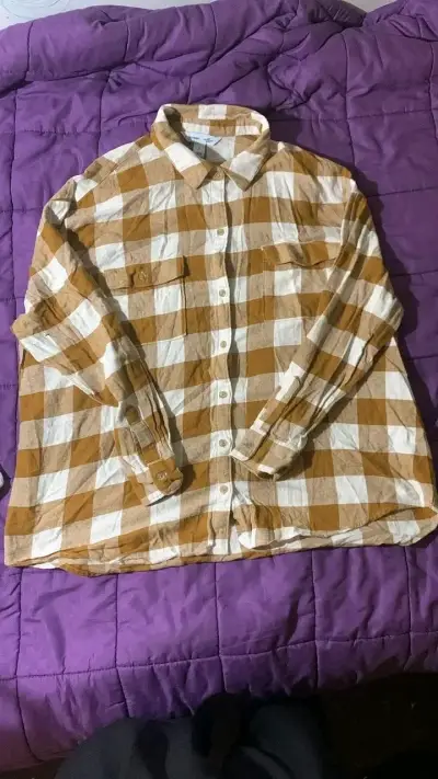 Camisa a cuadros beige y blanco - miniatura 1