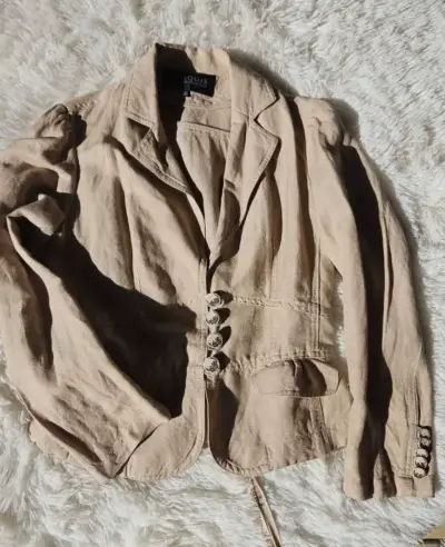 Blazer beige de algodón - miniatura 1