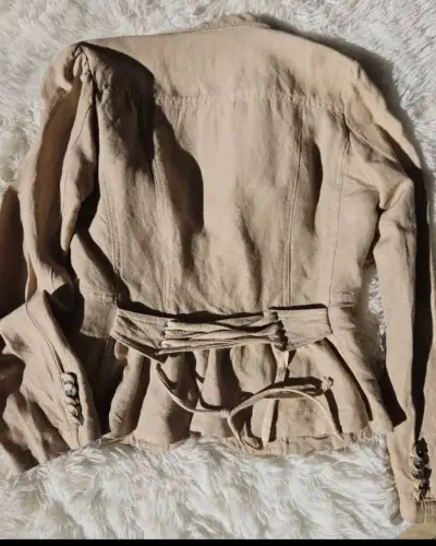 Blazer beige de algodón - miniatura 2
