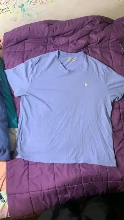 Polera POLO azul claro de algodón, - miniatura 1