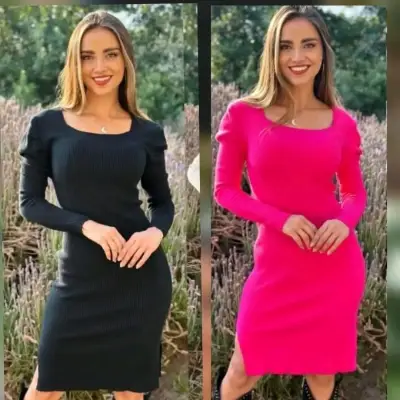 Vestidos ajustados negro y fucsia - miniatura 1