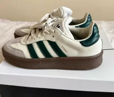 Zapatillas Adidas Samba blancas y verdes - miniatura 3