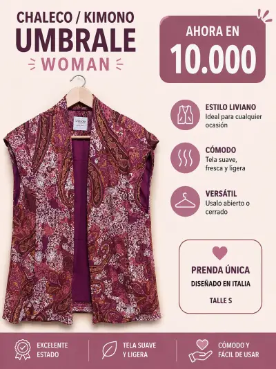 Chaleco kimono Umbrale mujer - miniatura 1