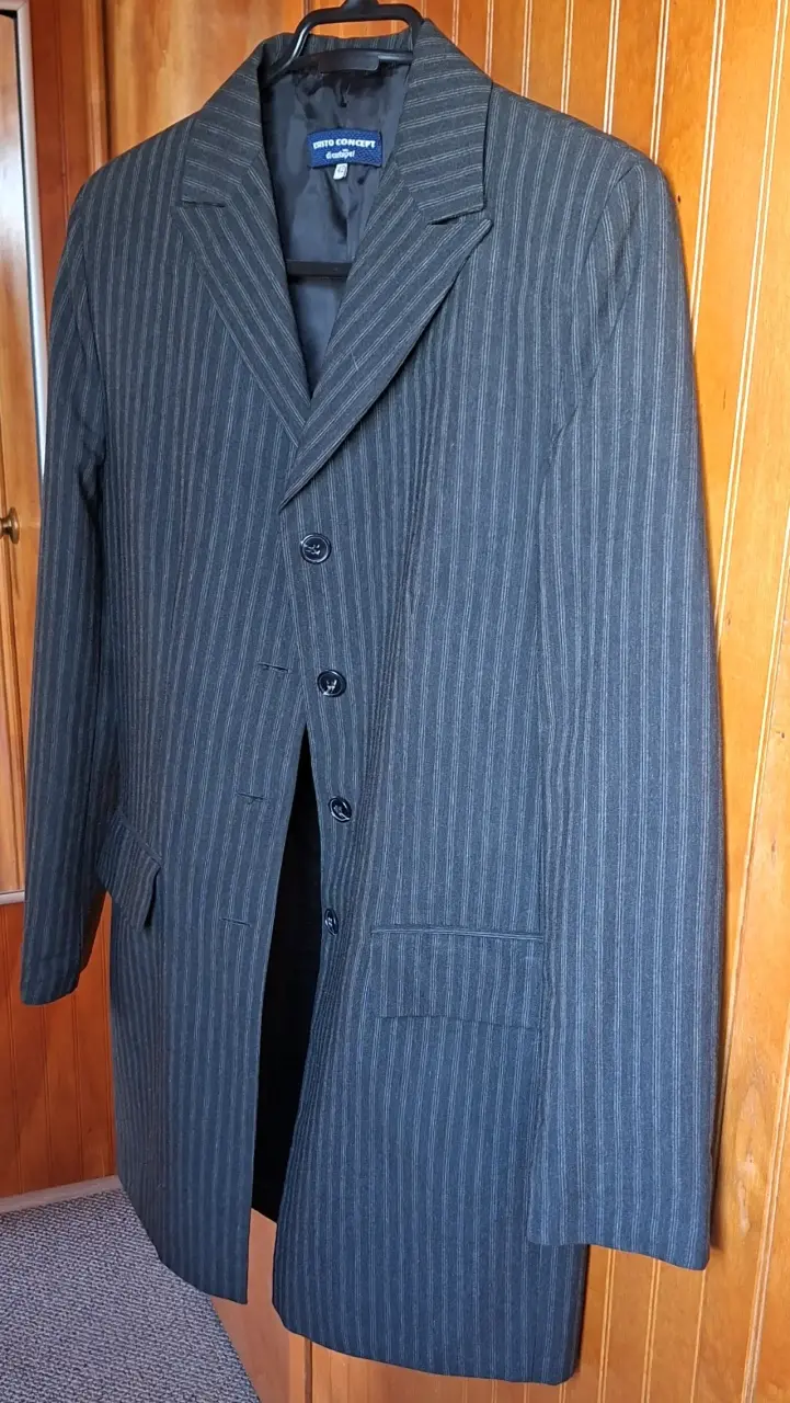 Blazer gris con rayas delgadas - 1