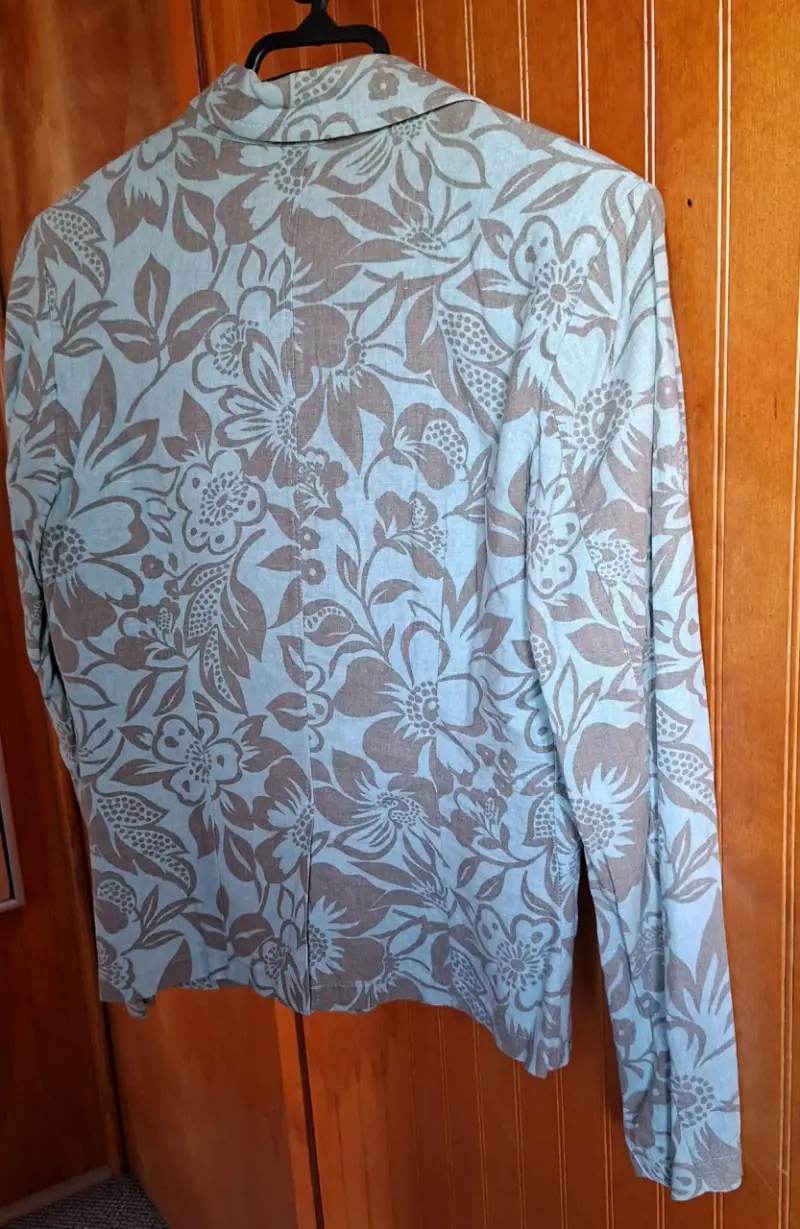 Blazer floral azul y gris - 2