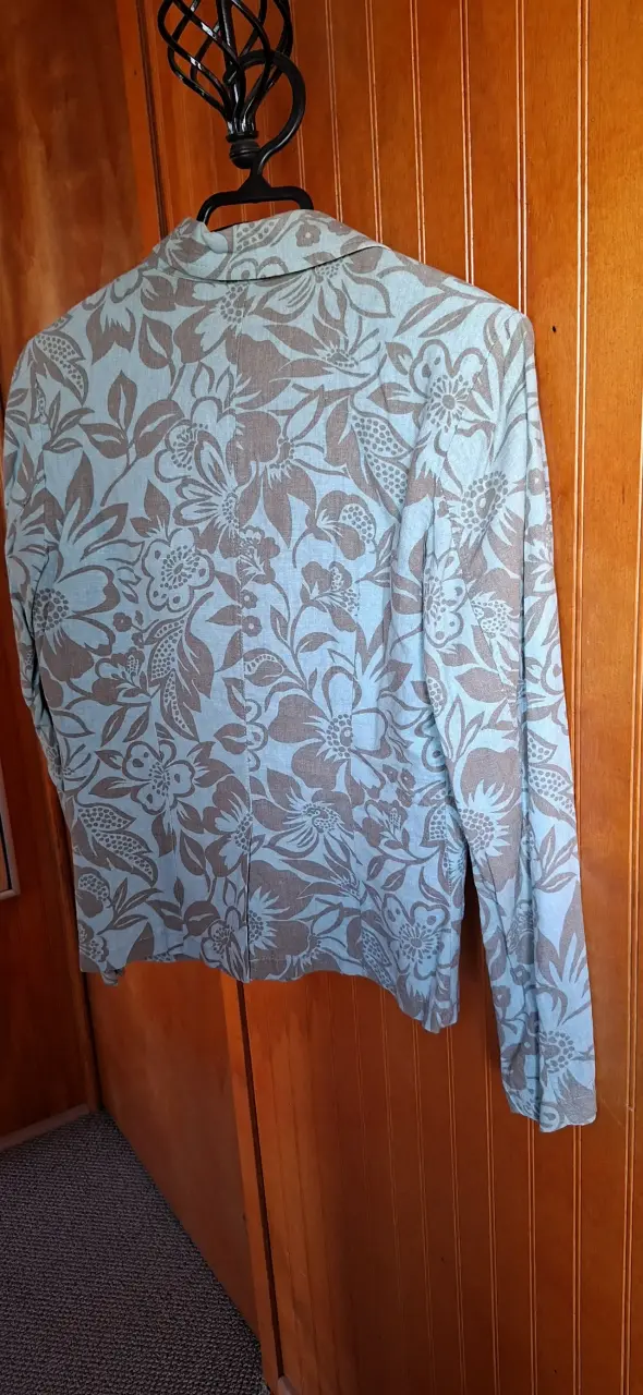 Blazer floral azul y gris - 3