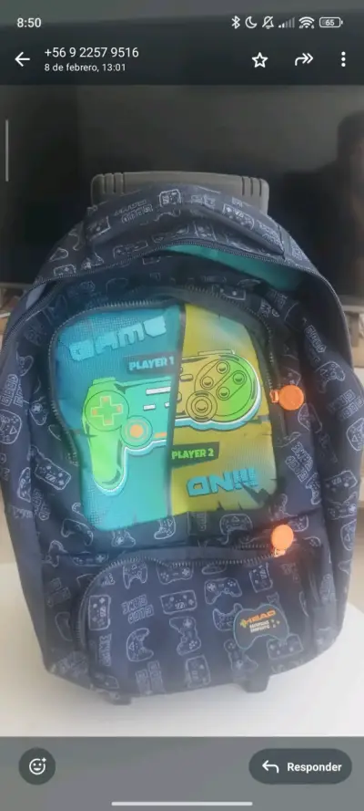 Mochila escolar gamer azul - miniatura 1